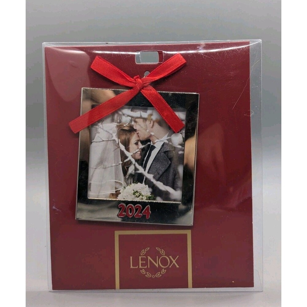 Lenox  2024 Frame Charm Christmas Silvertone Ornament 2.75" New in Case